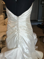 Jasmine Strapless Ruched Wedding Dress with Cascading Ruffled Train SIZE 8