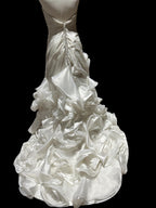 Jasmine Strapless Ruched Wedding Dress with Cascading Ruffled Train SIZE 8
