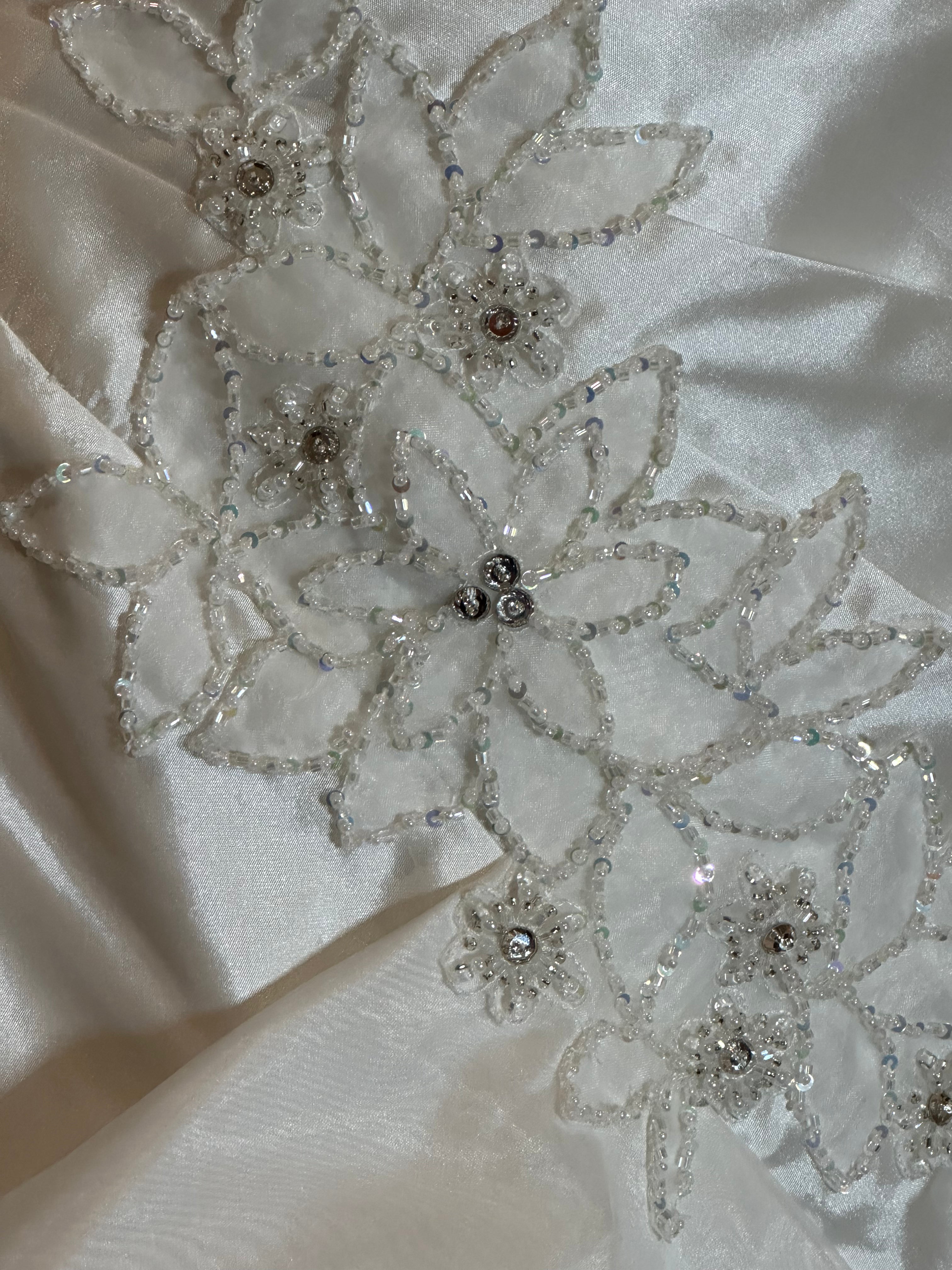 Jasmine Strapless Ruched Wedding Dress with Cascading Ruffled Train SIZE 8