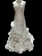 Jasmine Strapless Ruched Wedding Dress with Cascading Ruffled Train SIZE 8