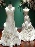 Jasmine Strapless Ruched Wedding Dress with Cascading Ruffled Train SIZE 8