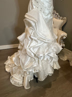 Jasmine Strapless Ruched Wedding Dress with Cascading Ruffled Train SIZE 8