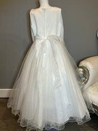 Tip Top Ivory Flower Girl Dress – Tulle Skirt, Lace Waist, Formal Wedding Dress- SIZE 12