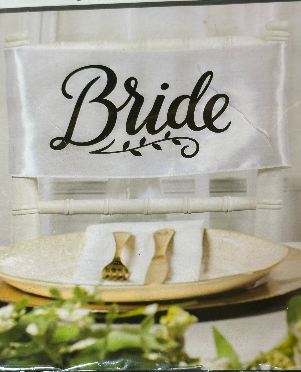 “Bride & Groom” Satin Wedding Chair Sash Set
