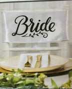 “Bride & Groom” Satin Wedding Chair Sash Set