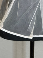 Fingertip Wedding Veil with Blusher – Classic Two-Tier Bridal Veil with Satin Edge