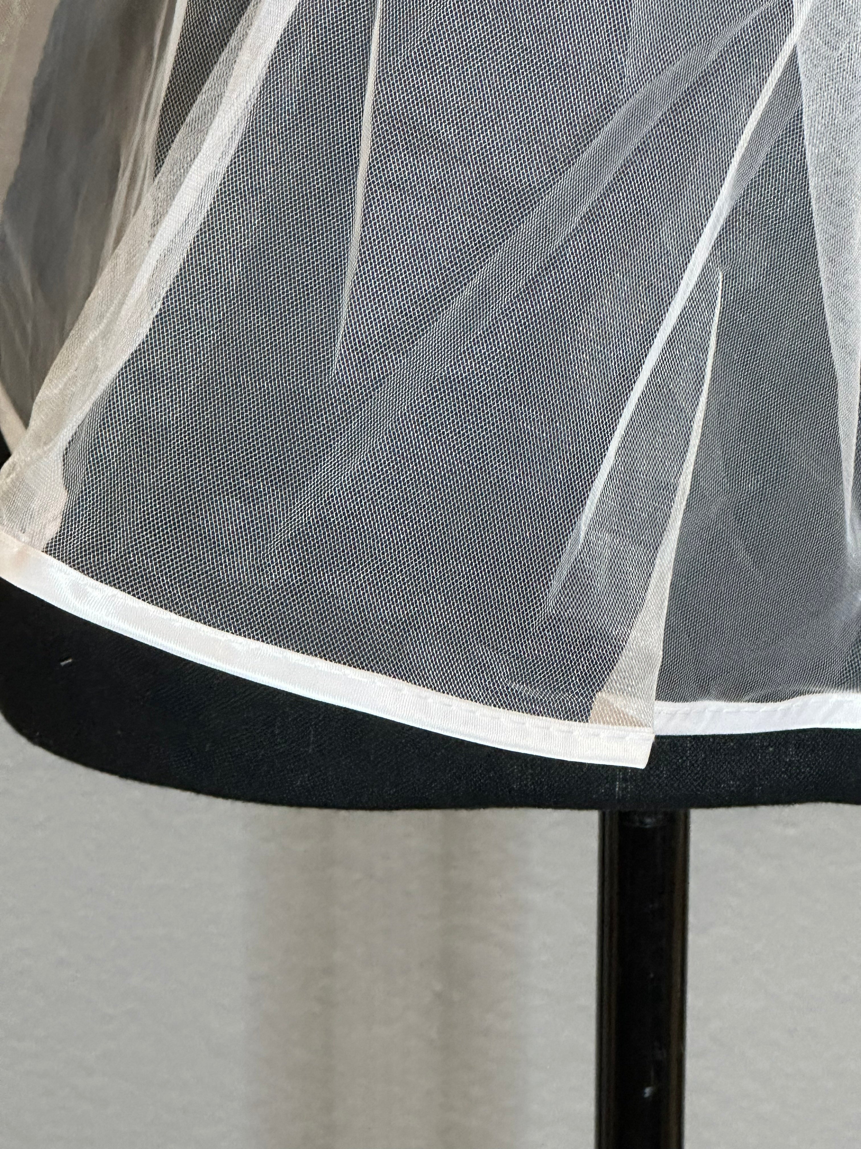 Fingertip Wedding Veil with Blusher – Classic Two-Tier Bridal Veil with Satin Edge