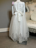 White Flower Girl Dress- Lace & Sequin Tulle Dress, Formal Wedding Dress SIZE 6