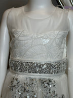 White Flower Girl Dress- Lace & Sequin Tulle Dress, Formal Wedding Dress SIZE 6