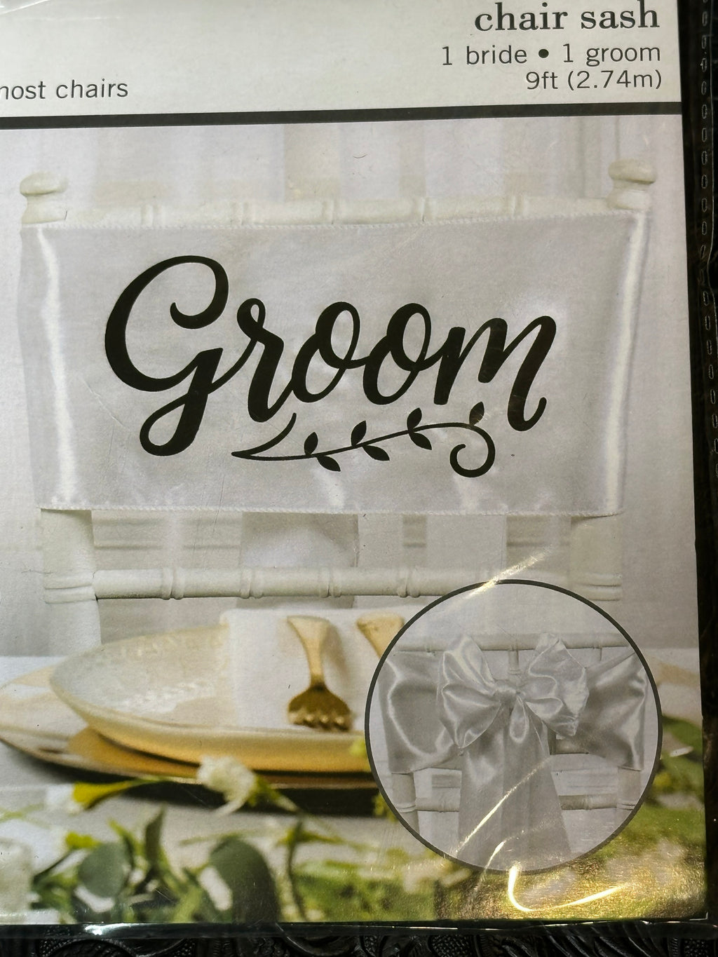 “Bride & Groom” Satin Wedding Chair Sash Set